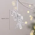 Transparent candy cane ornament with silver bow and white ribbon for Christmas tree decoration - Christmas Candy Cane