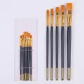 5-teiliges Flachpinsel-Set für Künstler mit orangefarbenen Synthetikborsten und blauen Stielen - 5-teilig Flach HB075A / Dunkelblau
