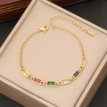 Bracciale in acciaio dorato con gemme rettangolari colorate e chiusura a moschettone - Bracciale in Oro con Pietre Preziose Multicolori (2#手链)