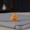Handcrafted wooden hamster keychain pendant with natural wood grain and cute hamster shape - Around 3cm / Rat Carving Only