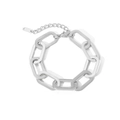 Bracciale a catena spessa ovale in acciaio inossidabile argento con maglie larghe 1,4 cm - Bracciale a Grandi Maglie Ovali (NB-B1014-S)