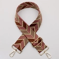 Adjustable bohemian style woven bag strap in brown and pink V-pattern with gold hooks - No. 527