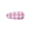 Pink and white checkered fabric BB hair clip with delicate wavy stitched edge for kids - Pink White Plaid (17)