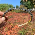 Handmade crown headband featuring grey crystal stones on a golden metal base - Double Row / Labradorite-Double Row