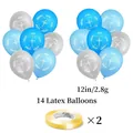 Set di palloncini per prima comunione blu e argento con nastri per decorazioni religiose - Palloncini di Comunione 14 Pezzi
