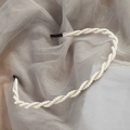 Elegant gold metal headband twisted with delicate white pearls for party hair accessory - 14# Twist Pearl Headband