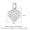 Sparkling copper heart pendant with cubic zirconia inlay and 10x9mm dimension details - 10x9mm Heart Lock / Gold
