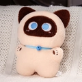 Siamese cat plush toy with blue collar and heart-shaped face on cozy white blanket - Siamese Cat / 40CM