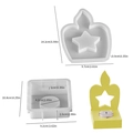 Silicone mold for crown pentagram candle holder with dimensions and base slot detail - Star Plate + Square Base