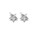 Paire symétrique de pendentifs étoiles en acier inoxydable argenté avec relief 3D - Étoile Creuse Argentée
