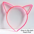 Luminous peach pink cat ear headband with teeth for secure hold and fluorescent effect - Luminous Cat Ears / Rose Red
