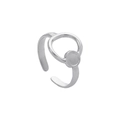 Close-up of geometric hollow circle design on adjustable silver stainless steel ring - ZJ7437-Silver Hollow Disc