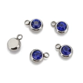 Blue birthstone crystal charms in stainless steel setting for DIY jewelry making - Steel Color-G (Dark Blue)