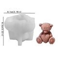 3D rose bear silicone mold with heart and finished pink candle, 8.2cm height scale - 8.2cmx8.1cm