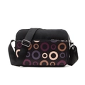 Bolso bandolera de oxford para mujer con parte superior negra y diseño geométrico - Círculos Geométricos