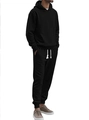 Detail showing the geometric knit texture and fabric of the black men's tracksuit set - S / Black
