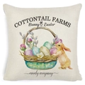 Easter bunny pillowcase featuring Cottontail Farms watercolor print on beige linen - Zl2002064-35 / 45*45cm Cover Only