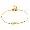 Minimalist gold titanium steel bracelet featuring a rhinestone-inlaid letter L charm - Letter L Style (KB117700-KLB)