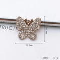 Rose gold butterfly shoe charm with white rhinestones, size 19.3mm x 21.5mm - Gold