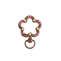 Brown flower-shaped spring ring buckle with pink and yellow dots for DIY keychains - Hand-painted Dark Coffee