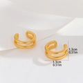 Ear cuff minimalista de doble capa dorado de 1,3 cm para orejas sin perforación - Dorado