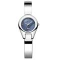 Elegant silver bangle watch for women with a blue mother of pearl dial and quartz movement - Silver Case Blue Dial Silver Band