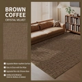 Coffee brown crystal velvet area rug with non-slip silicone backing and woven texture - Custom Size (Contact Service) / Brown Coffee