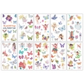Set of 10 watercolor butterfly and fairy temporary glitter tattoos for children - Glitter Flower Fairy Series A-10 Sheets