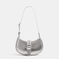Borsa sottobraccio argento metallizzato a mezzaluna con fibbia decorativa rotonda - Argento