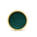 Bamboo jewelry tray with dark green velvet slots for rings and bracelets display - Round Slot Ring Tray / Green