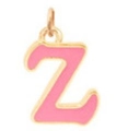 Pink enamel letter Z pendant with 18K gold plating for necklaces and bracelets - Letter Z