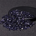 Polished blue goldstone crystal chips with sparkling finish for decor and crafts - Blue Sandstone / 5-7mm 100g