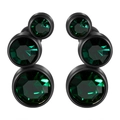 Clous d'oreilles 16G en acier noir avec trois cristaux tchèques vert émeraude - 16G-6mm-Oreille Gauche / Base Noire - Zircon Émeraude