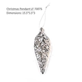 Ciondolo natalizio a goccia in argento con decoro a volute per l'albero di Natale - Foglia cava d'argento (LF-7007S)