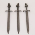 Lot de trois pendentifs épée avec tête de chat en argent antique pour création de bijoux - Noir Fusil