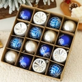 Set di 16 palline di Natale blu e argento in scatola kraft per decorazioni natalizie - Blu Argento