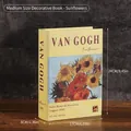 Vintage Buch-Deko-Box mit Van Goghs Sonnenblumen auf gelbem Kunstleder-Einband - Simulationsbuch / M / Sonnenblume