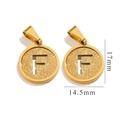 Golden stainless steel letter F pendant with sandblasted finish and 17mm height - Letter F - Gold