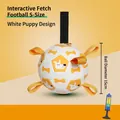 White 15cm interactive dog soccer ball with nylon grab tabs and hand pump kit - 18cm / White Puppy