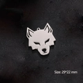 Macro detail of a silver wolf head pendant with size 29x22 mm on dark texture - Compact Wolf Head