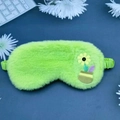 Plush neon green faux rabbit fur sleep mask with cute embroidered sunflower detail - Embroidered Sunflower / Green