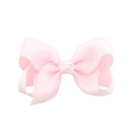 Detailed view of pink grosgrain ribbon bow hair clip with textured ribbed fabric finish - 20 Pieces Set / Pink