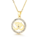 Gold-plated Om pendant necklace featuring a crystal-pave border for a spiritual aesthetic - Gold Om Symbol Pave Pendant(KP39908-K)