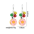 Pink donut bell earrings with multi-color small charms and size measurements - Bell Donut Earrings