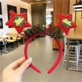 Christmas headband with festive red glitter stars and colorful tinsel tassels - Red Star Headband
