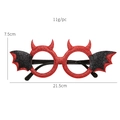 Glittery red devil horns and bat wings Halloween glasses frame for party decoration - Red Bat Decorative Glasses
