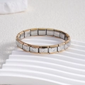 Italian modular stainless steel charm bracelet with gold edges and embossed hearts - Hollow Heart Gold Edge (BD-205)