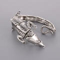 Bracciale a forma di coccodrillo in acciaio inossidabile argento per uomo punk - Stile Lucertola (KB30010-D)