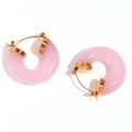 French vintage style pink acrylic hoop earrings with 18K gold plated stainless steel - Pink (Acrylic Hoop C-Shape-Gold Pink)