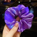 Glow-in-the-dark LED hair scrunchie made of purple satin fabric for parties - Purple / 3 Light Modes